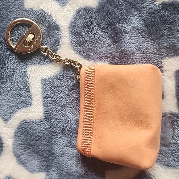 Salvatore Ferragamo Peach Suede Pouch Gold Chain Bag Purse Charm - Picture 5 of 11